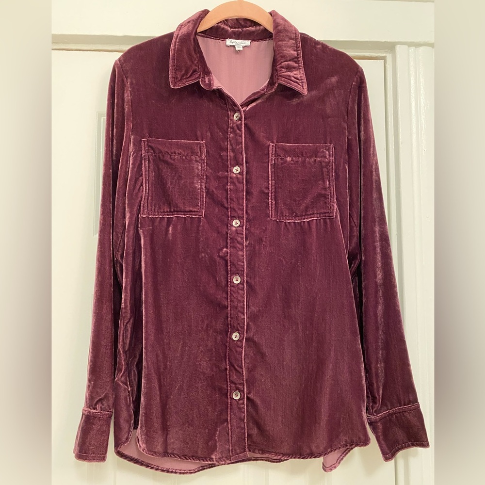 Splendid Purple Velvet Button Up